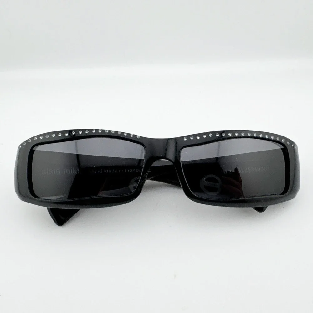 Alain Mikli Y2K‎ Rhinestone Rectangle Sunglasses Women Black Cat 3